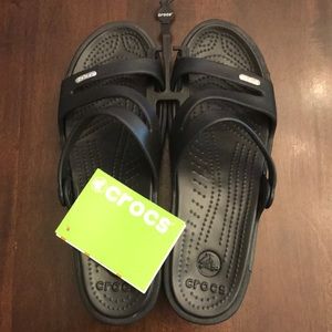 NWT Crocs Black Patricia Slide Wedge Sandal